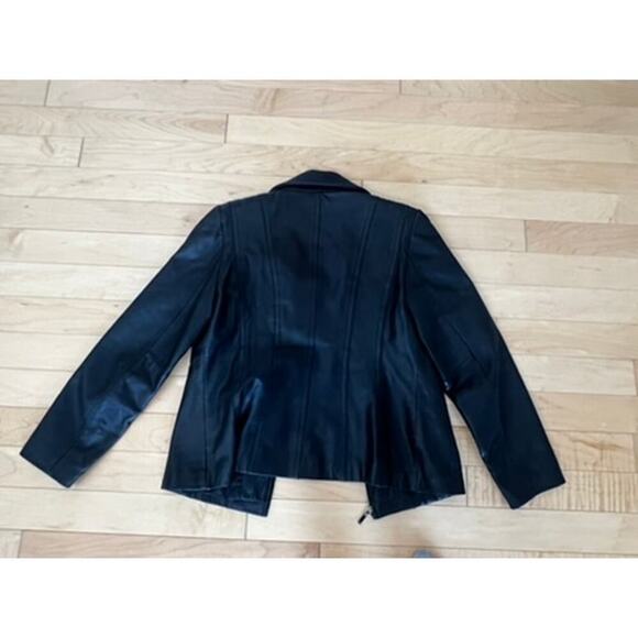Women's Jones New York black genuine leather jacket size Large, zipper damaged - Picture 12 of 12